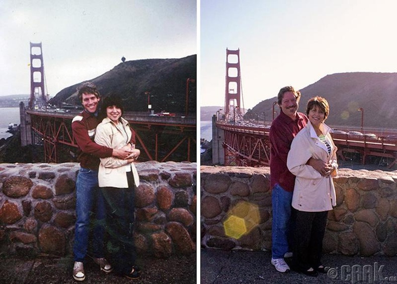 1982 онд бал сараа тэмдэглэж явсан хосууд, 32 жилийн дараа Сан Францискогийн гүүрэн дээр