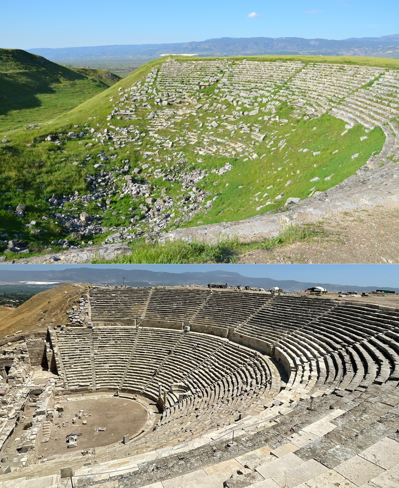 Туркийн нутгаас олдсон Эртний Грекийн 2200 жилийн настай театр малтлагын өмнө ба дараа