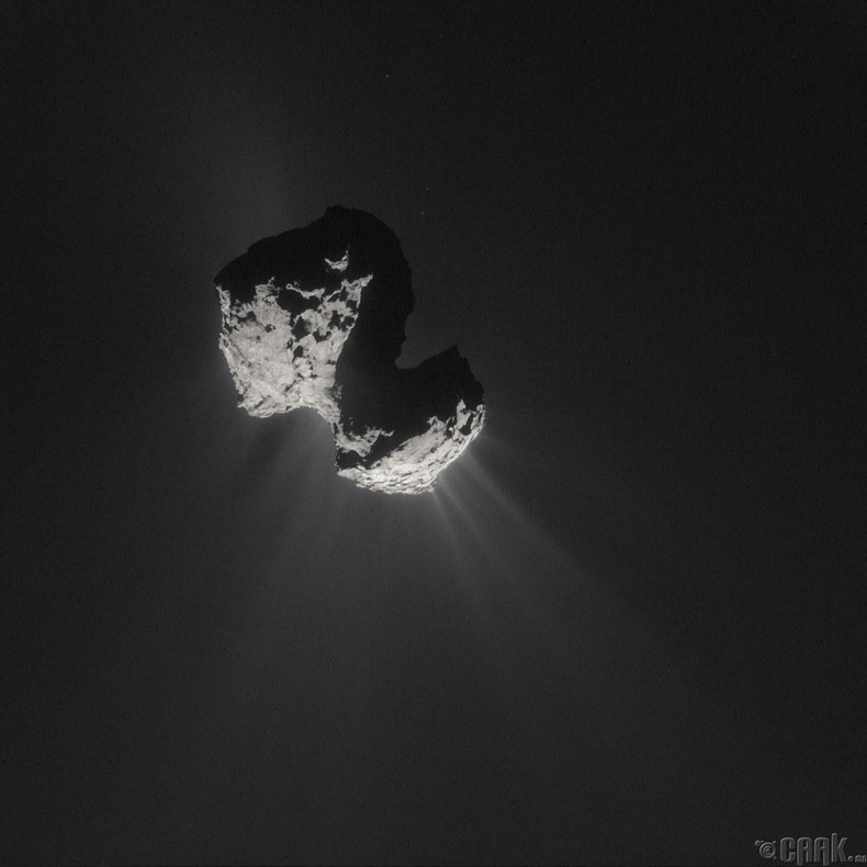 67P солир нарны тойрогт орохдоо халж хий болон сансрын тоос гаргаж буй нь