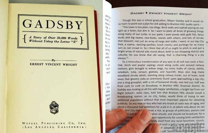 “Gadsby” романыг бичихдээ нэг ч "Е" үсэг ашиглаагүй