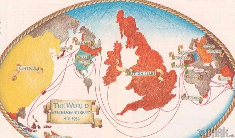 1930-аад онд Британичуудын бүтээж байсан дэлхийн газрын зураг