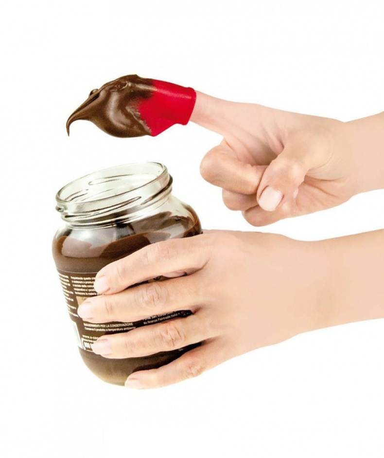 Шоколадны крем, самрын тос зэргийг хуруугаа бохирдуулахгүйгээр идэж болох резинэн хуруувч