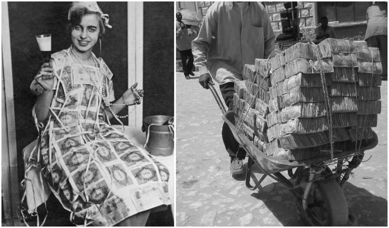 "Мөнгө хог болсон нь..." - Орон орны хэт инфляцийн үеийн дүр зургууд (20 фото)
