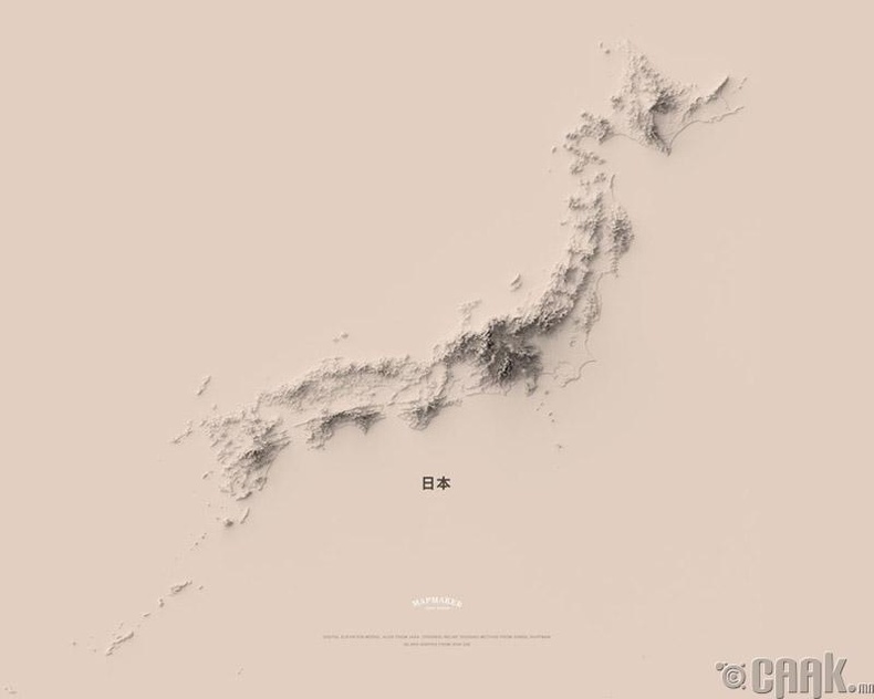 Японы топографийн минимал зураг