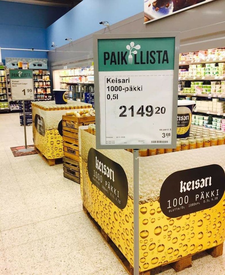 Финландын дэлгүүрүүдээс та 1000 лааз шар айраг багцаар нь худалдаж авах боломжтой