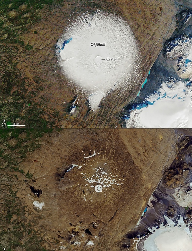 Исландын нэгэн мөсөн гол 1986 онд ба 2019 онд