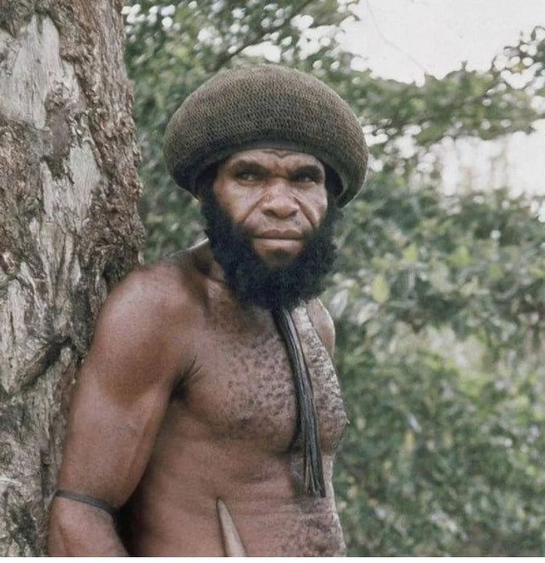 Харин энэ бол Майкл Рокфеллерийг алж идсэн гэдэг Папуа-Шинэ Гвинейн Асмат омгийн анчин, 1973 он.