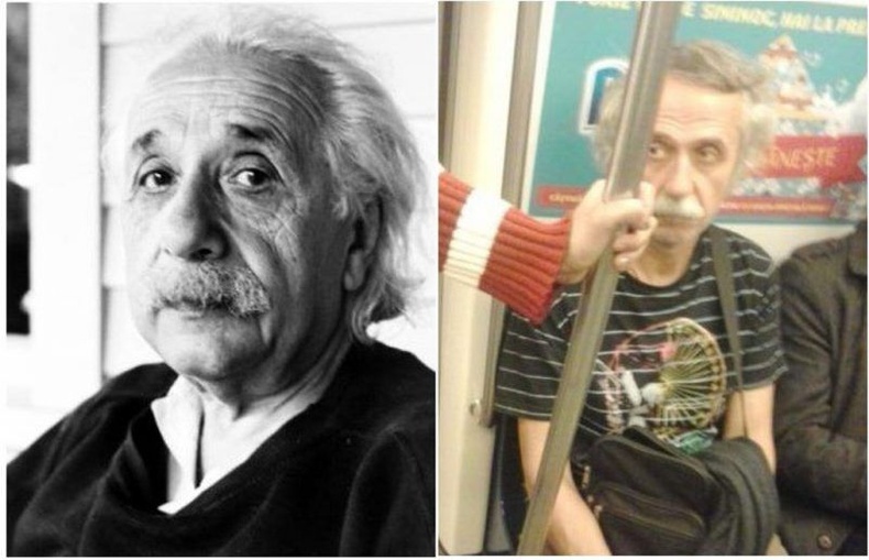 Альберт Эйнштейний хойд дүр Румыний метрогоор зорчиж явжээ