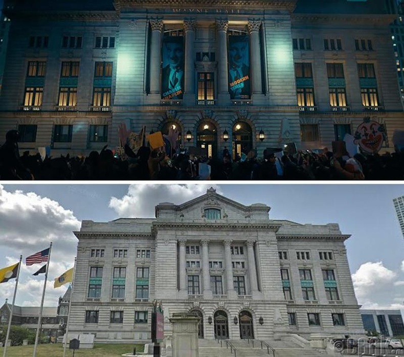 Кинон дээрх "Wayne Hall" танхим нь Нью-Жерси хотын Хадсон дүүргийн дээд шүүхийн барилга