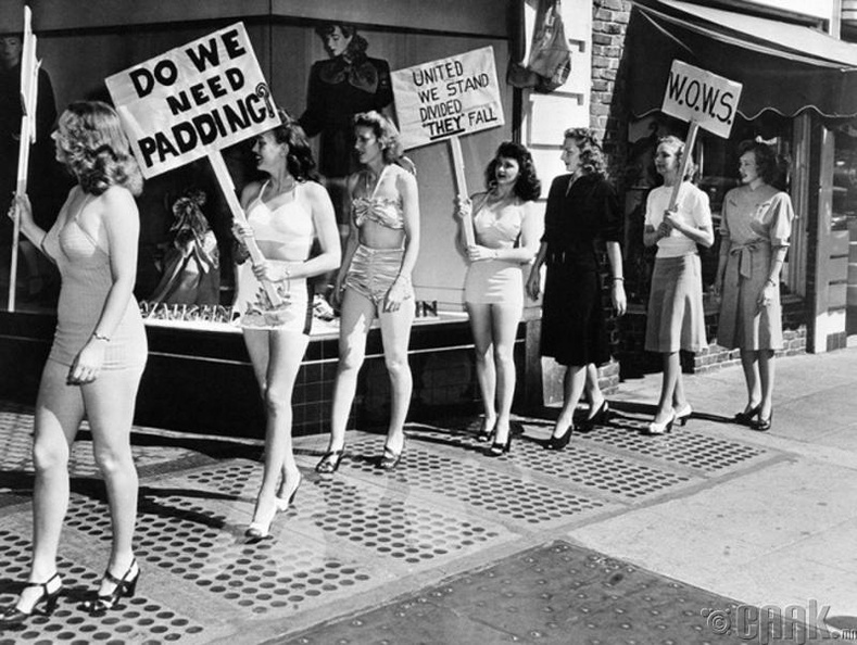 Калифорни мужийн "Эмэгтэйчүүдийн загварын хөдөлгөөн" заавал урт хормойтой хувцас өмсөх ёстойг эсэргүүцэн жагсаж байгаа нь - 1947 он