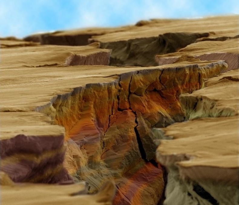 Энэ бол Америкийн "Grand Canyon" хавцал бус микроскопоор томруулсан зэв юм.