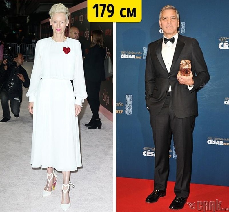 Жүжигчин Тилда Свинтон (Tilda Swinton) болон Жорж Клүүни (George Clooney)