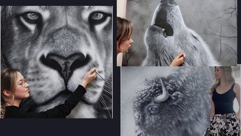 Амьтны зургуудыг сэтгэл хөдлөлийн илэрхийлэлээр дүүрэн зурдаг авьяаслаг зураач эмэгтэй