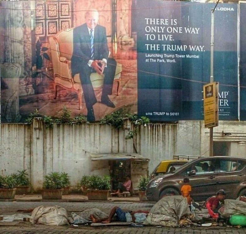 Мумбаи хот дахь Трампын цамхгийн сурталчилгааны самбар, Энэтхэг