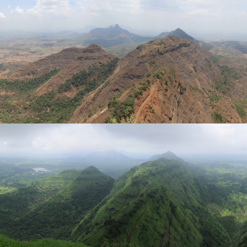 Энэтхэг дэх нэгэн уул улирлын муссон салхи ирэхийн өмнө ба дараа