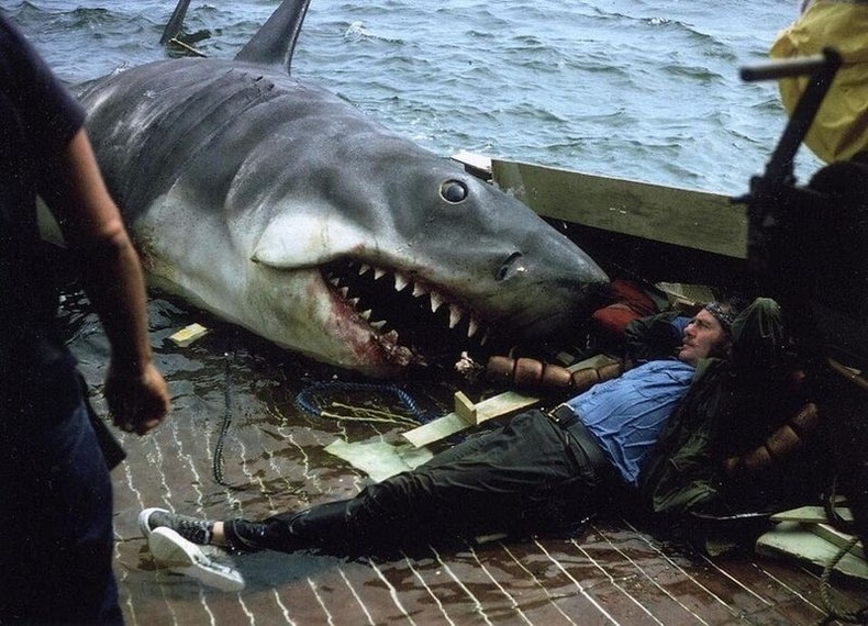 Брюс аварга загас, Роберт Шоу нар "Jaws" киноны зураг авалтын завсарлагааны үеэр