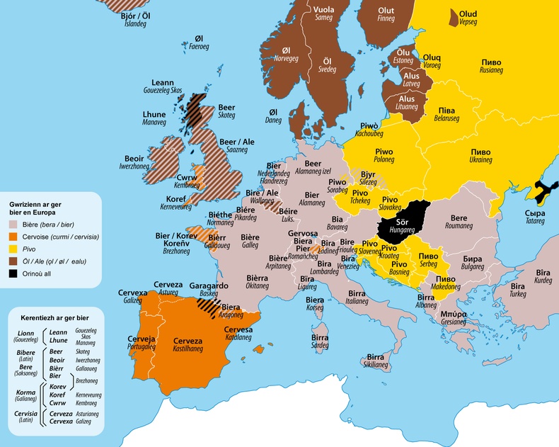 Европын хэлнүүдэд "Шар айраг" хэрхэн буудаг вэ?