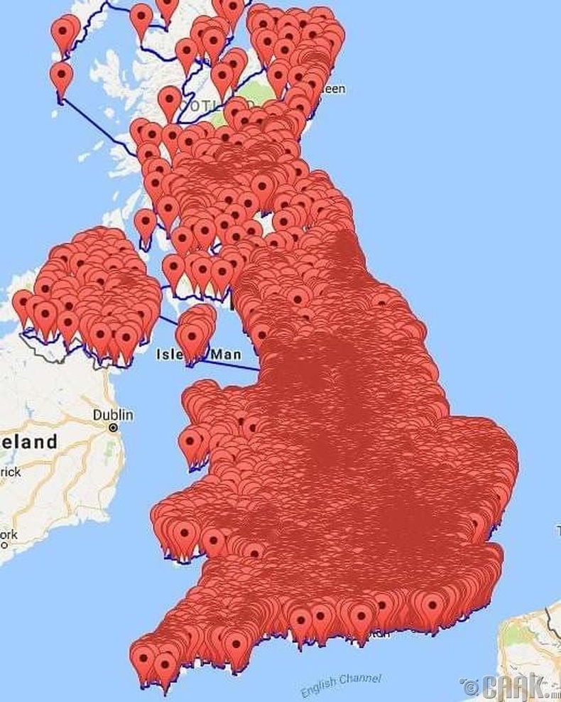 Их Британи улс дахь бүх паб, уушийн газруудыг "Google Maps"-аас хархад
