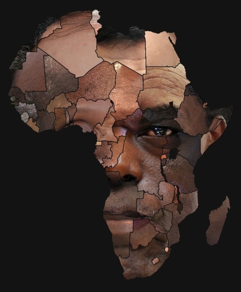 Африкийн улс бүрийн иргэдийн нүүрний хэсгийг нийлүүлж "Африк царай"-г бүтээсэн нь