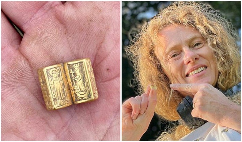 Британи хос метал илрүүлэгчээр хумсын чинээ жижиг, алтаар хийсэн Библи судар олжээ