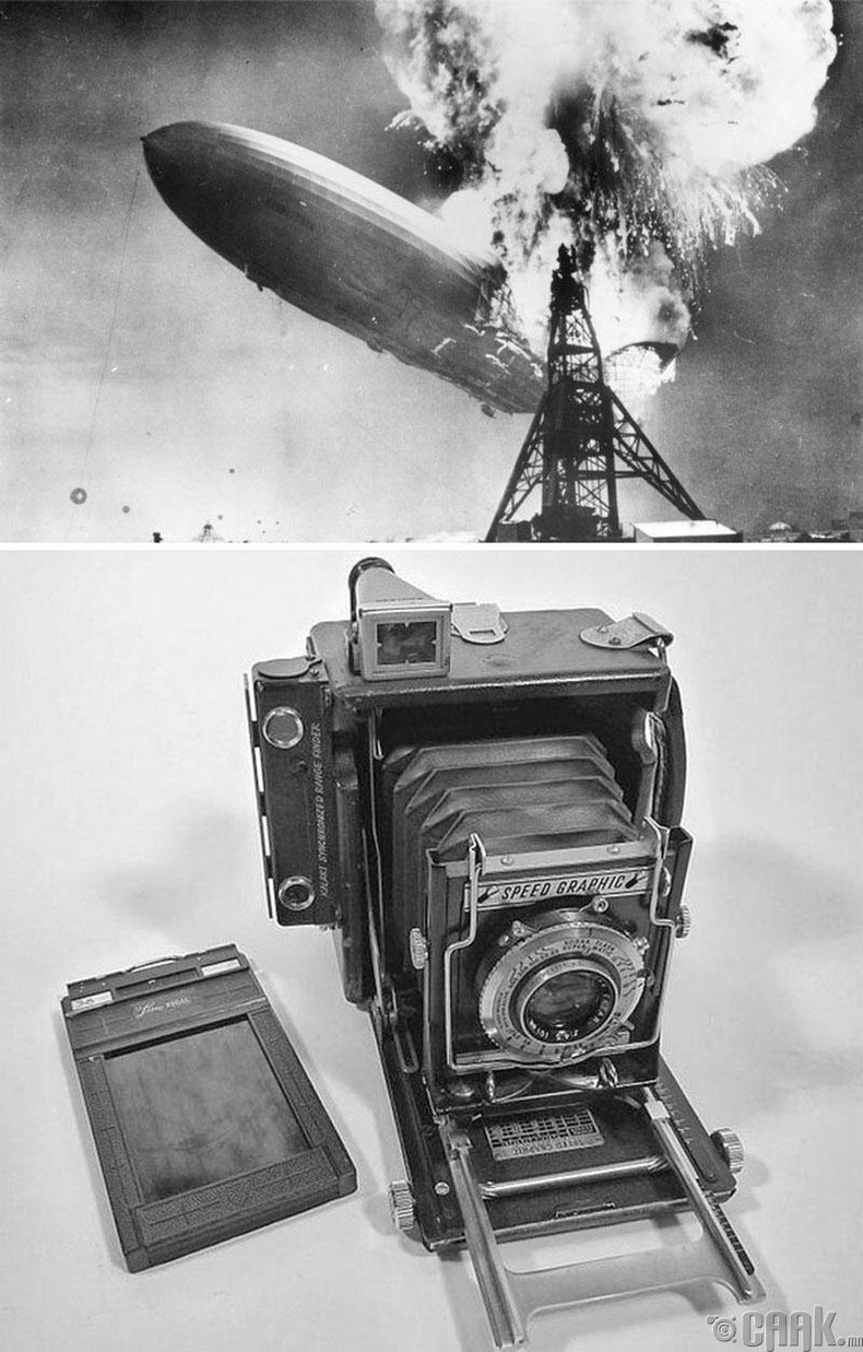 "Хинденбург агаарын хөлгийн осол", Сэм Шир, 1937 он. "Speed Graphic" камер